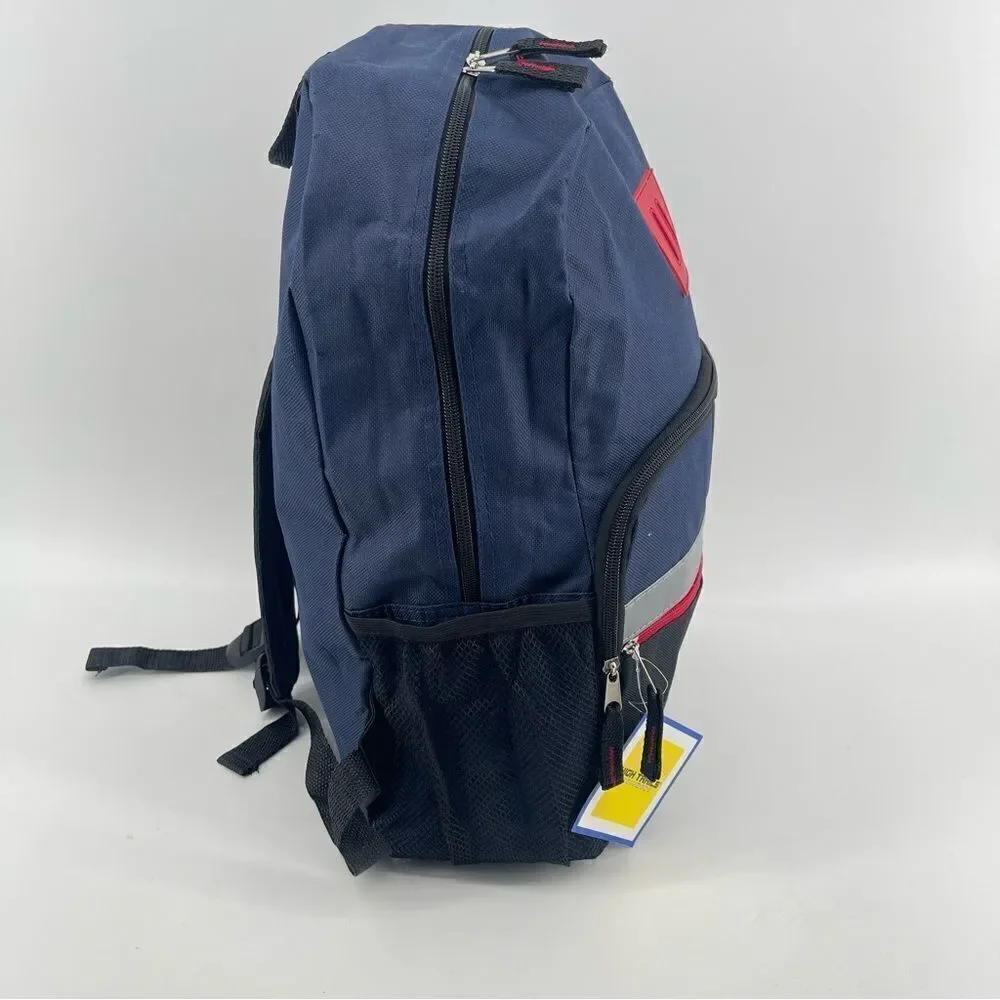 High Trails Equipment Boy’s Oxford Blue/Black/Crimson Reflective Backpack Large